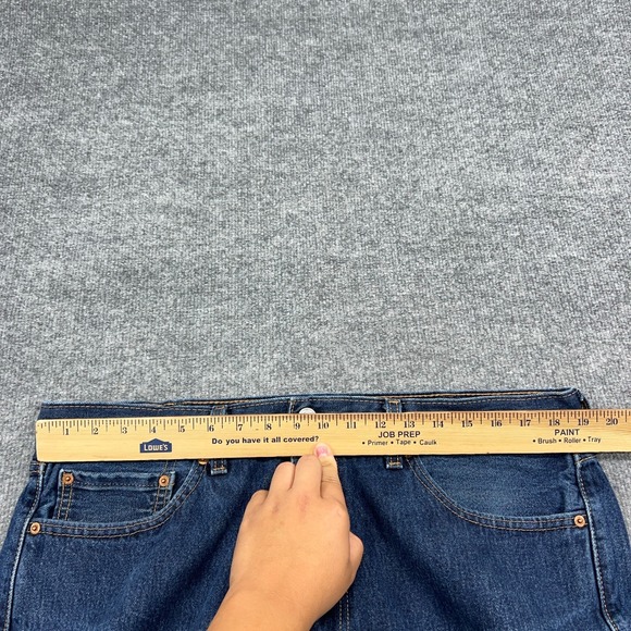Levi's 505 Jeans 38X30 Blue Denim Dark Straight Leg High Rise Pockets Zip Fly - Picture 4 of 9